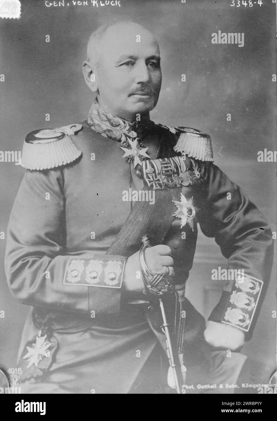 Gen. von Kluck, Photograph shows Alexander Heinrich Rudolph von Kluck (1846-1934), a German general who served during World War I., 1915 March 30, Glass negatives, 1 negative: glass Stock Photo