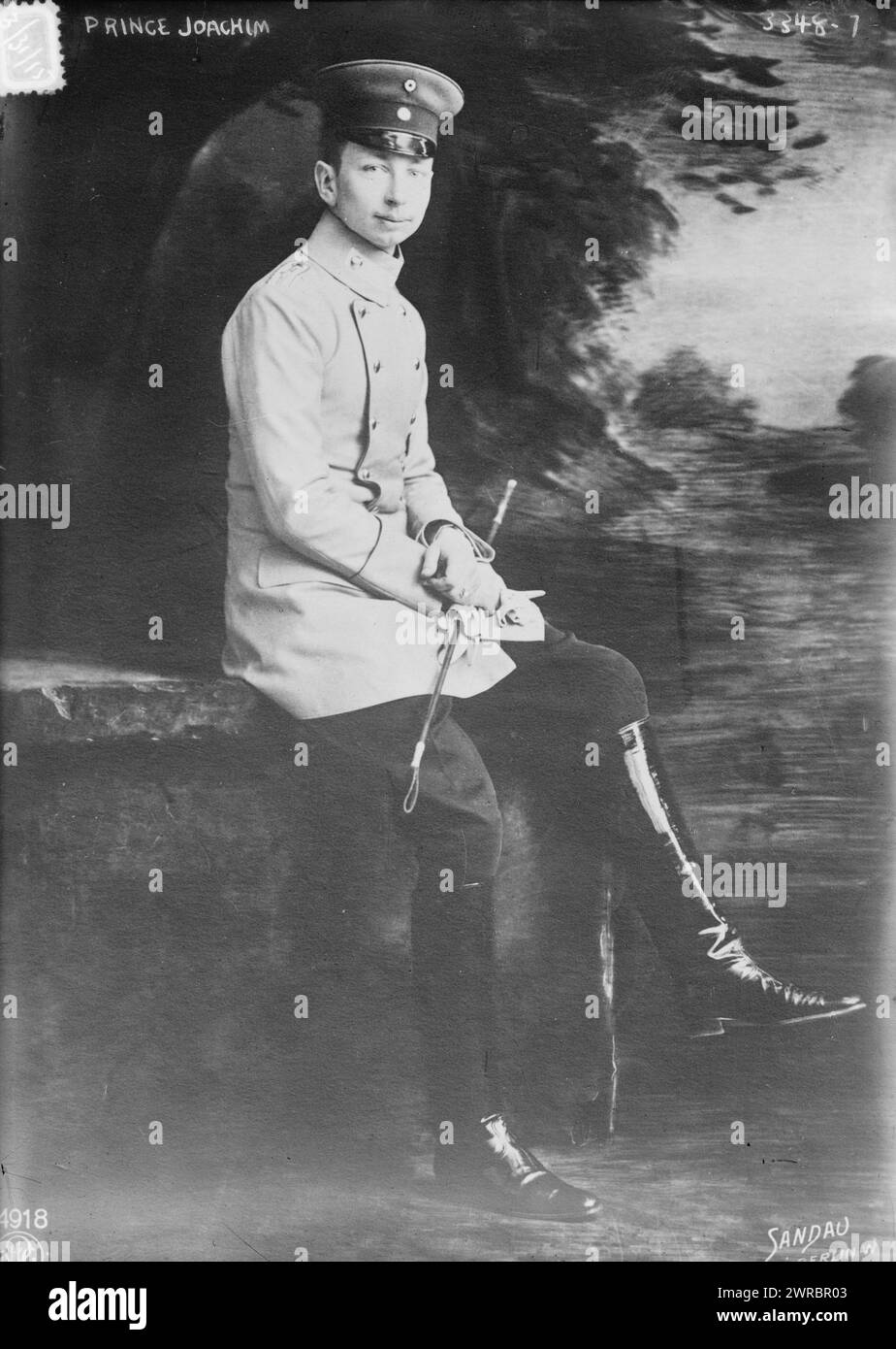 Prince Joachim, Photograph shows Prince Joachim Franz Humbert of Prussia (1890-1920), the youngest son of Wilhelm II, German Emperor., 1915 Jan. 26, Glass negatives, 1 negative: glass Stock Photo