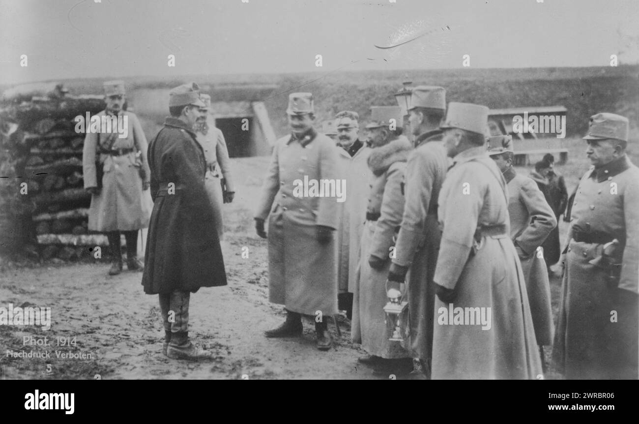 Karl Franz Josef at Przemysl, Photograph shows Karl Franz Joseph (Charles I of Austria) (1887-1922) visiting Przemysl Fortress, Przemysl, Austro-Hungarian Empire (now in Poland) during World War I., 1914, World War, 1914-1918, Glass negatives, 1 negative: glass Stock Photo