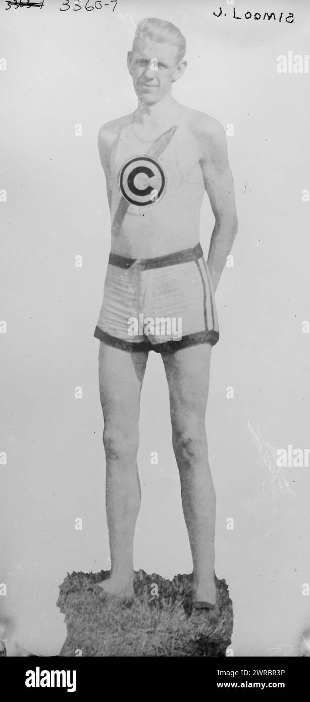 J. Loomis, Photograph probably shows Joe Loomis, sprinter and high jumper of the Chicago Athletic Association., between ca. 1910 and ca. 1915, Glass negatives, 1 negative: glass Stock Photo