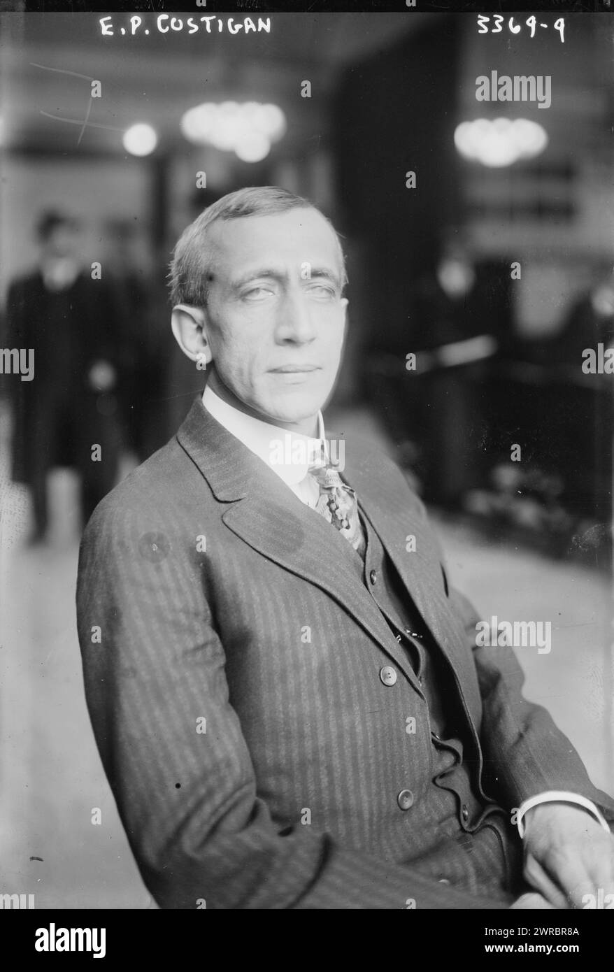 E.P. Costigan, Photograph shows Edward Prentiss Costigan (1874-1939) who was a founder of the Progressive Party in Colorado and Colorado Senator from 1931 to 1937. Costigan testified at the 1915 hearings of the federal Commission on Industrial Relations at New York City Hall, New York City., 1915 Feb. 3, Glass negatives, 1 negative: glass Stock Photo