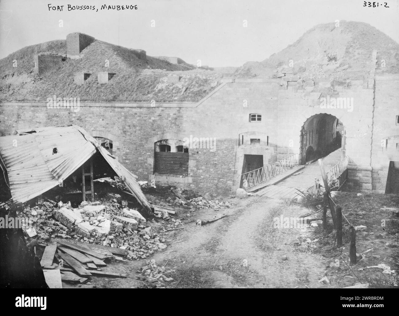 Fort Boussois, Maubeuge, Photograph shows Fort Boussois, Maubeuge, France, possibly after its capture by German forces in September 1914, during World War I., between 191 and ca. 1915, World War, 1914-1918, Glass negatives, 1 negative: glass Stock Photo