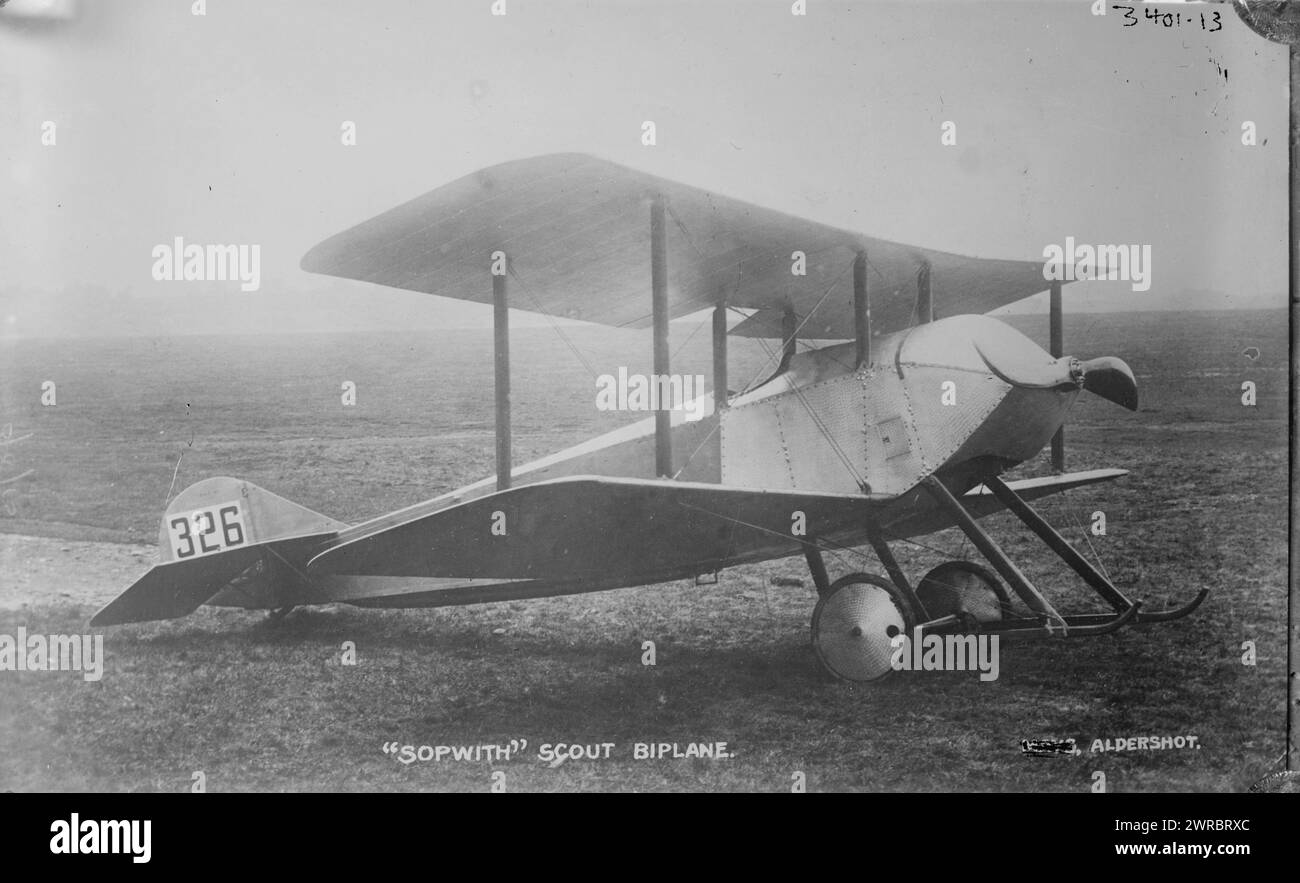Sopwith' Tabloid biplane, Photograph shows a Sopwith Tabloid biplane., between ca. 1910 and ca. 1915, Glass negatives, 1 negative: glass Stock Photo