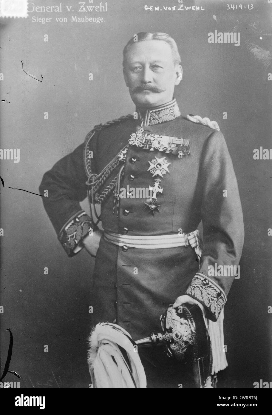 Gen. von Zwehl, Photograph shows Johann Hans von Zwehl, Prussian General of Infantry in World War I., between ca. 1910 and ca. 1915, Glass negatives, 1 negative: glass Stock Photo