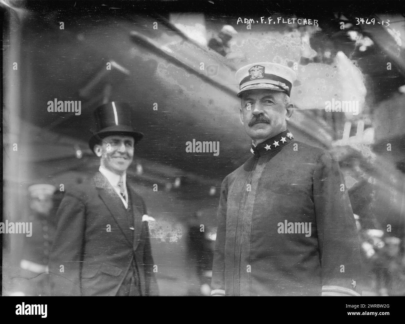 Adm. F.F. Fletcher, Photograph shows U.S. Navy Admiral Frank Friday Fletcher (1855-1928), Commander of the Atlantic fleet probably on the USS Wyoming for the Naval review of May, 1915, in New York City., 1915, Glass negatives, 1 negative: glass Stock Photo