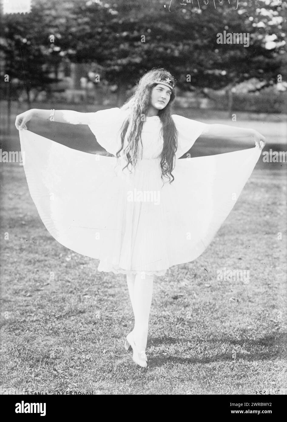 Titania', Overbrook dancing, Photograph shows a student at the Pennsylvania Institute for the Blind, also known as Overbrook School for the Blind in the role of Titania in Midsummer's Night Dream., between ca. 1910 and ca. 1915, Glass negatives, 1 negative: glass Stock Photo