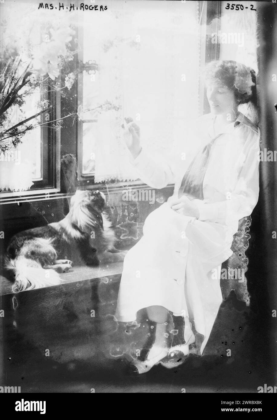 Mrs. H.H. Rogers, Photograph shows Mrs. Henry H. Rogers, Jr. (Mary Benjamin Rogers) who was the wife of Henry 'Harry' Huttleston Rogers, Jr., the Standard Oil heir., between ca. 1910 and ca. 1915, Glass negatives, 1 negative: glass Stock Photo