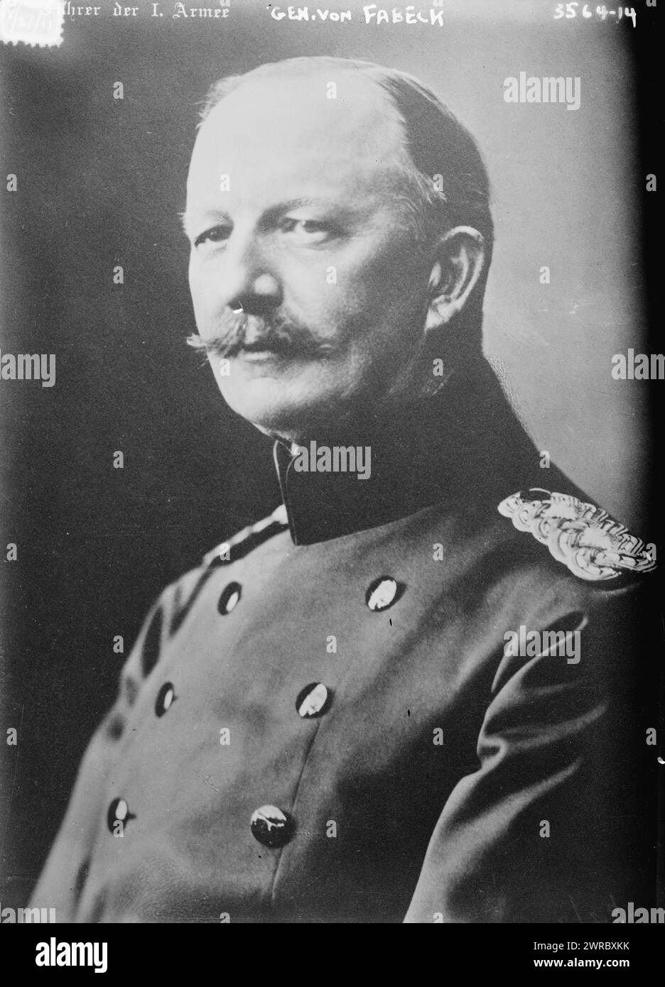 Gen. Von Fabeck, Photograph shows Herrmann Gustav Karl Max von Fabeck (1854-1916), who served as a German General during World War I., 1915 Aug. 27, Glass negatives, 1 negative: glass Stock Photo