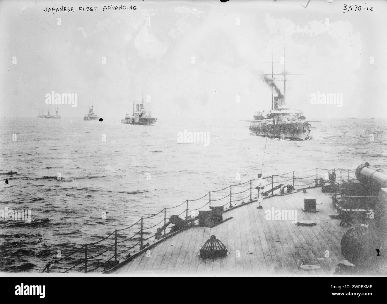 Japanese fleet advancing, between ca. 1910 and ca. 1915, Glass negatives, 1 negative: glass Stock Photo