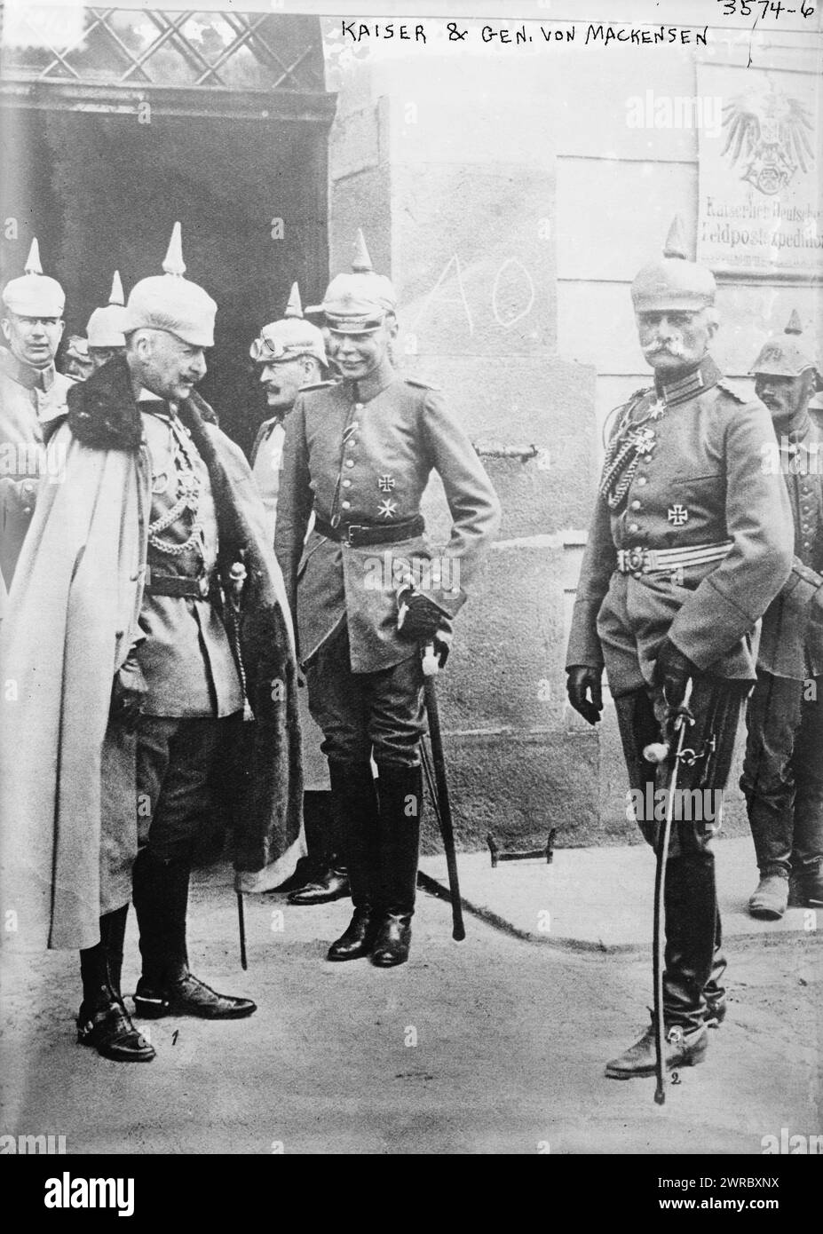 Kaiser and Gen. von Mackensen, Photograph shows Kaiser Wilhelm II, between 1914 and ca. 1915, World War, 1914-1918, Glass negatives, 1 negative: glass Stock Photo