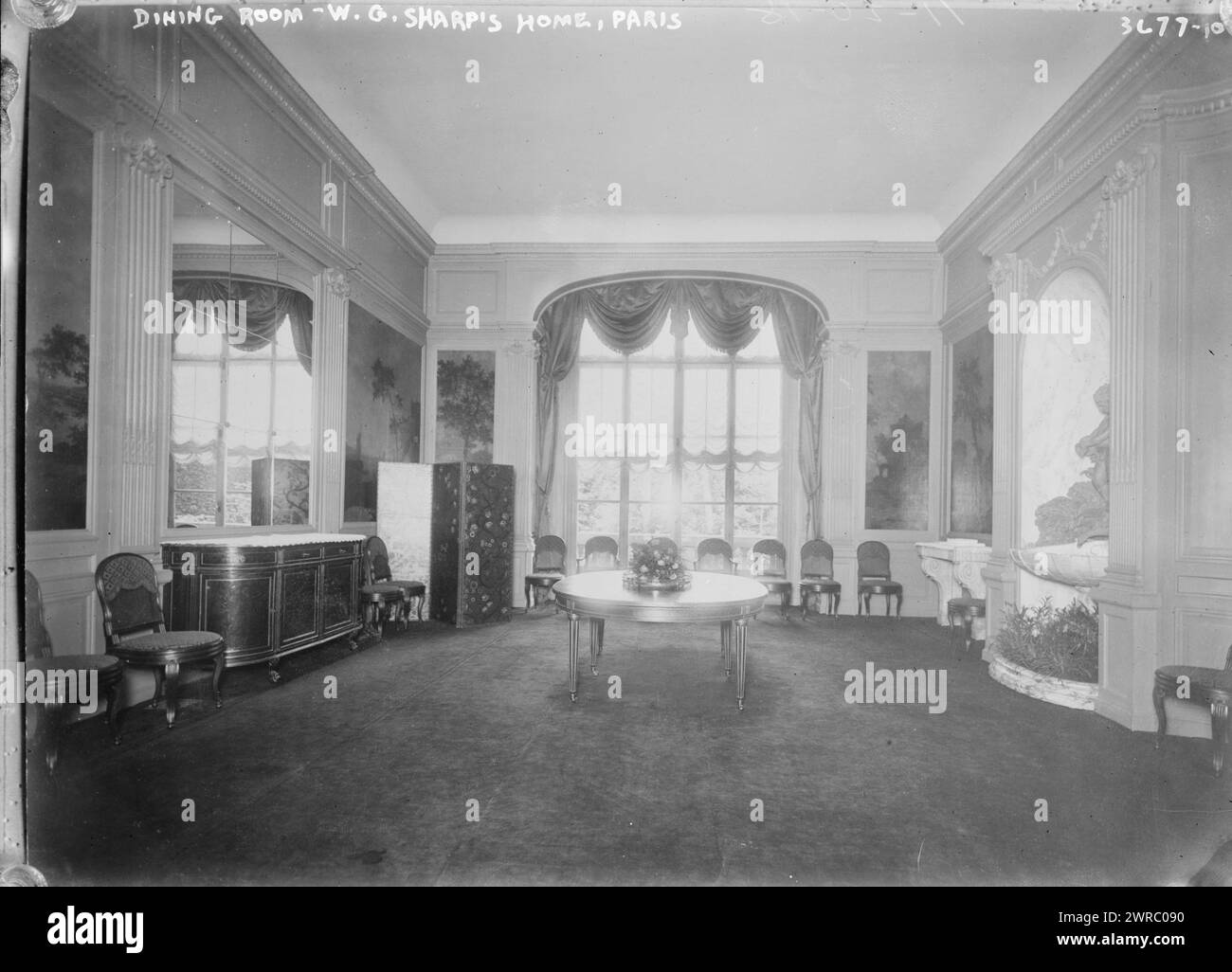 Dining room - W.G. Sharp's home - Paris, 11/20/15, Photograph shows the home of William Graves Sharp (1859-1922), the American ambassador to France from 1914 to 1919., 11/20/15, Glass negatives, 1 negative: glass Stock Photo