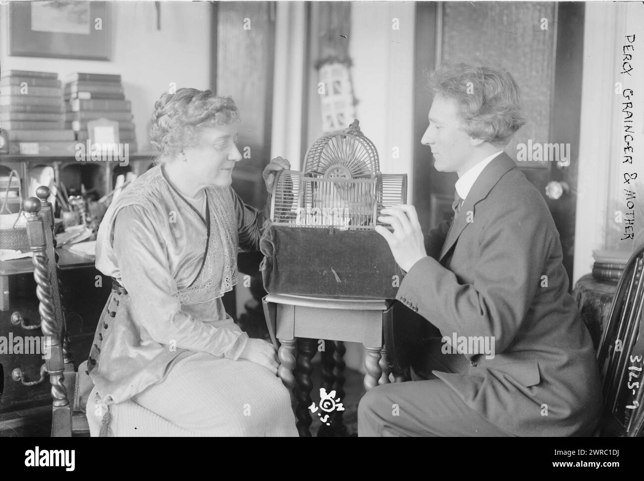 Percy Grainger and mother, Photograph shows Percy Aldridge Grainger (1882-1961), an Australian-born composer and pianist with his mother., between ca. 1910 and ca. 1920, Glass negatives, 1 negative: glass Stock Photo
