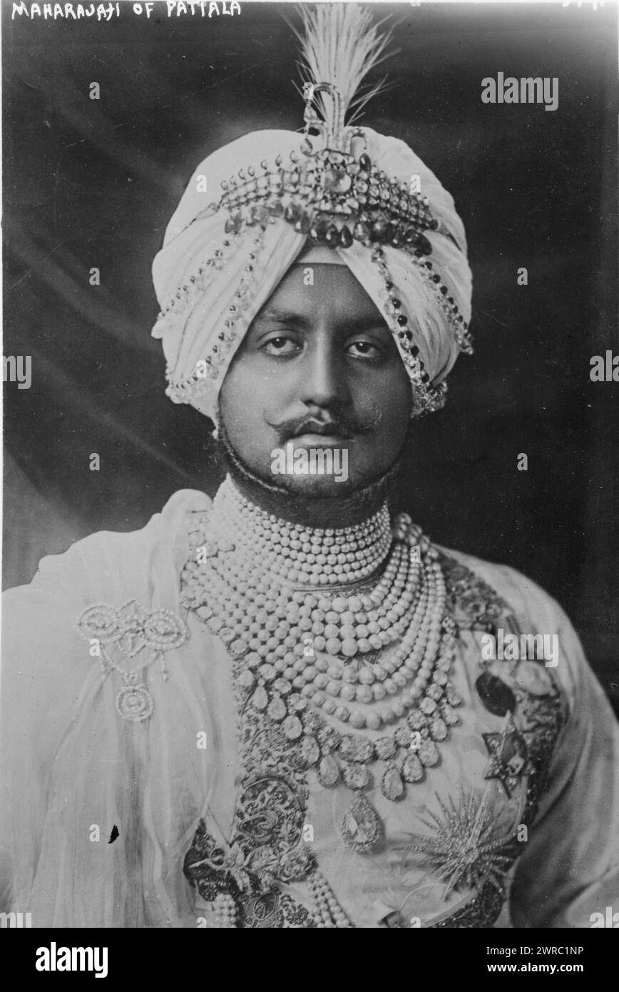 Maharajah of Patiala, Photograph shows Maharaja Bhupinder Singh (1891-1938) woh was the Maharaja of the state of Patiala from 1900 to 1938., between ca. 1915 and ca. 1920, Glass negatives, 1 negative: glass Stock Photo