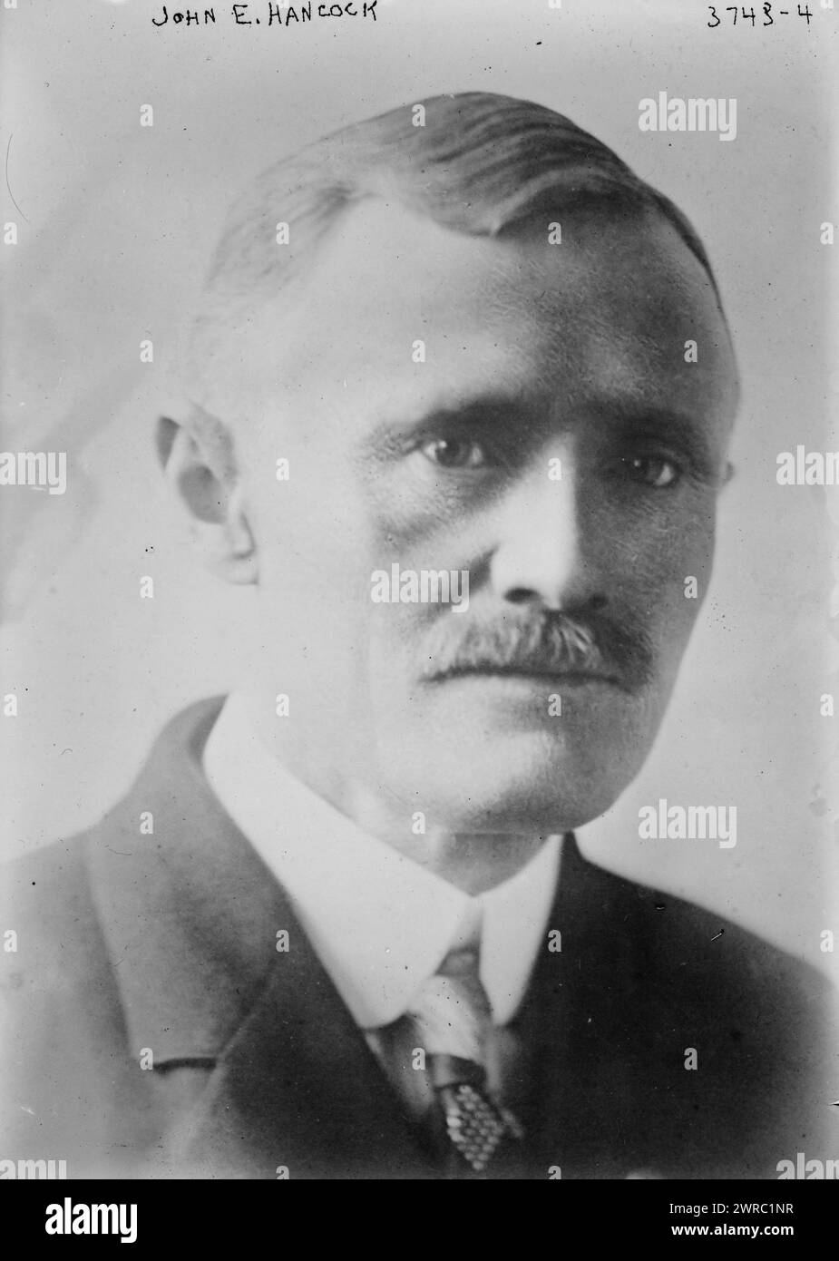 John E. Hancock, Photograph shows John E. Hancock, motorman of the Union Traction Company of Anderson, Indiana, who was awarded the Anthony N. Brady memorial bronze medal by the American Museum of Safety in 1916 for distinguished service during 1915., between ca. 1915 and ca. 1920, Glass negatives, 1 negative: glass Stock Photo