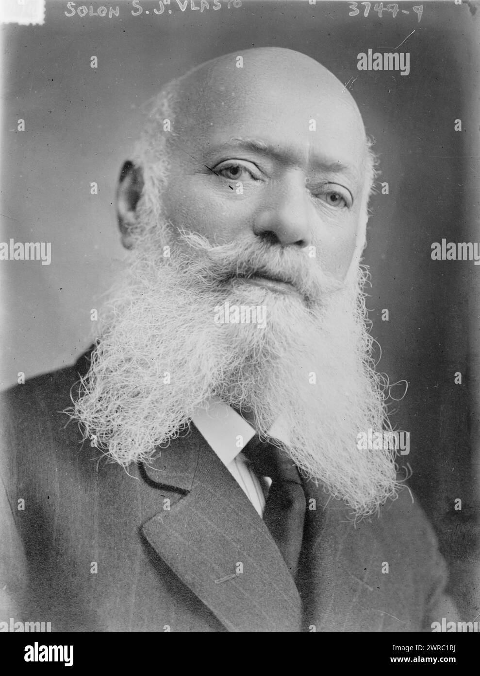 Solon S.J. Vlasto, Photograph shows Solon Stylien J. Vlasto (1852-1927) founder and editor of the New York City Greek language newspaper, Atlantis., between ca. 1915 and ca. 1920, Glass negatives, 1 negative: glass Stock Photo