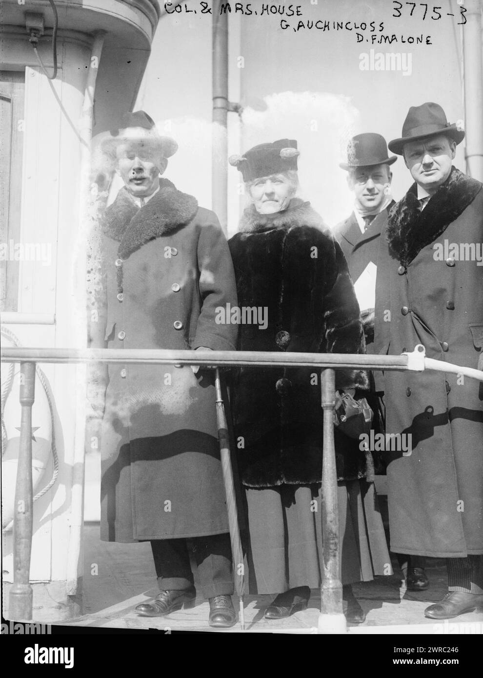 Col. & Mrs. House; G. Auchincloss; D.F. Malone, Photograph shows Edward