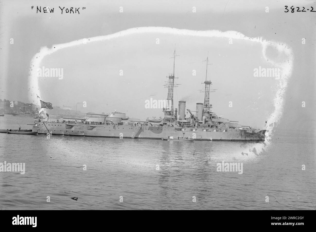 NEW YORK, Photograph shows the USS New York, a United States Navy battleship., between ca. 1915 and ca. 1920, Glass negatives, 1 negative: glass Stock Photo