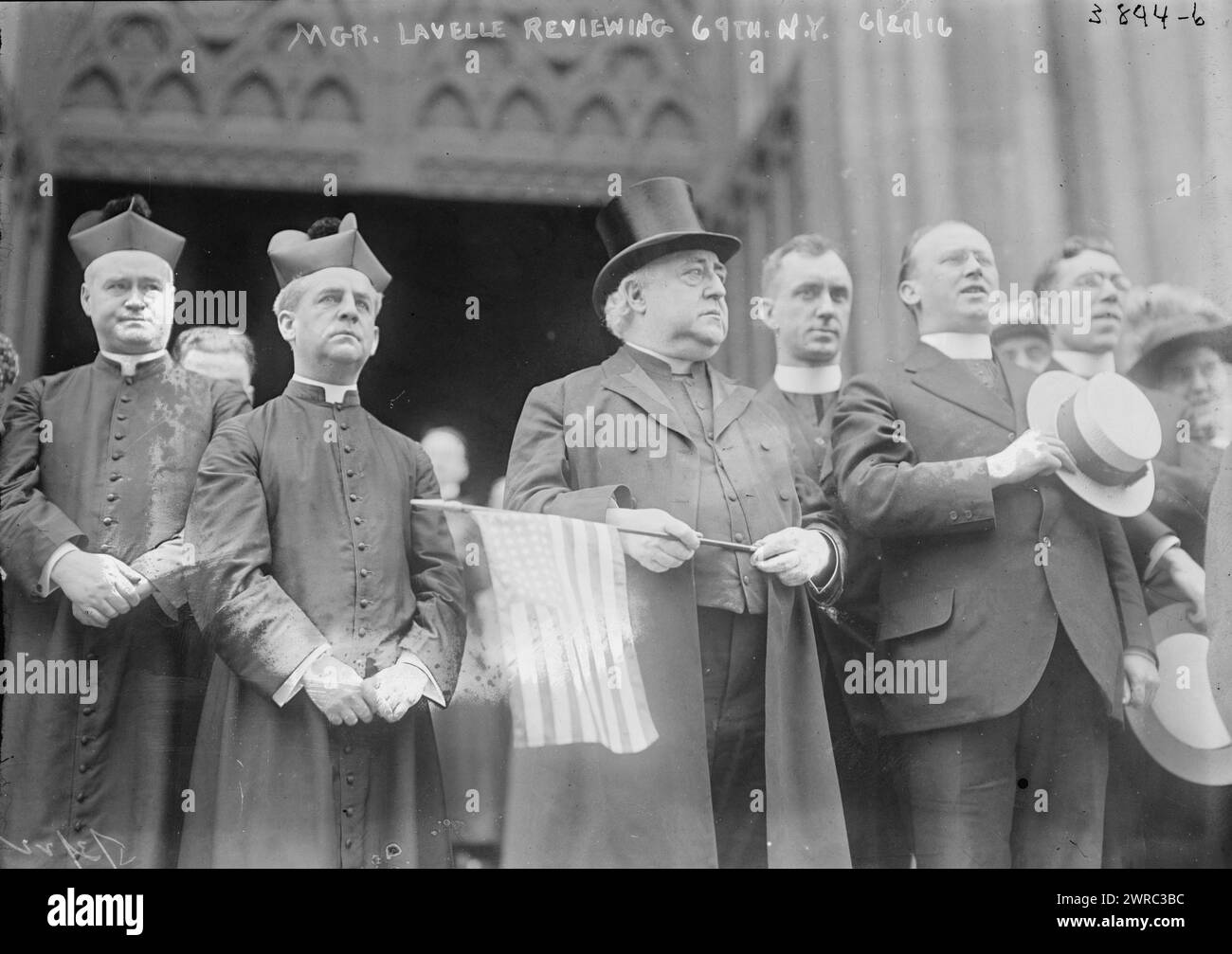 Mgr. Lavelle Reviewing 69th, N.Y., Photograph shows Monsignor Michael J. Lavelle, rector of St. Patrick's Cathedral, reviewing the 69th Infantry of the U.S. Army, New York City., 1916 June 21, N.Y, Glass negatives, 1 negative: glass Stock Photo