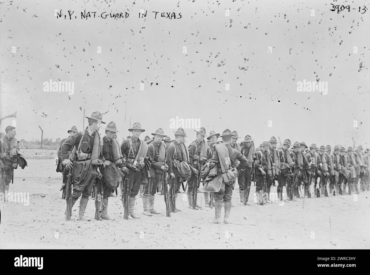N.Y. National Guard in Texas, Photograph shows the 14th New York Infantry at their camp in South Texas, July 1916., between ca. 1915 and ca. 1920, Glass negatives, 1 negative: glass Stock Photo
