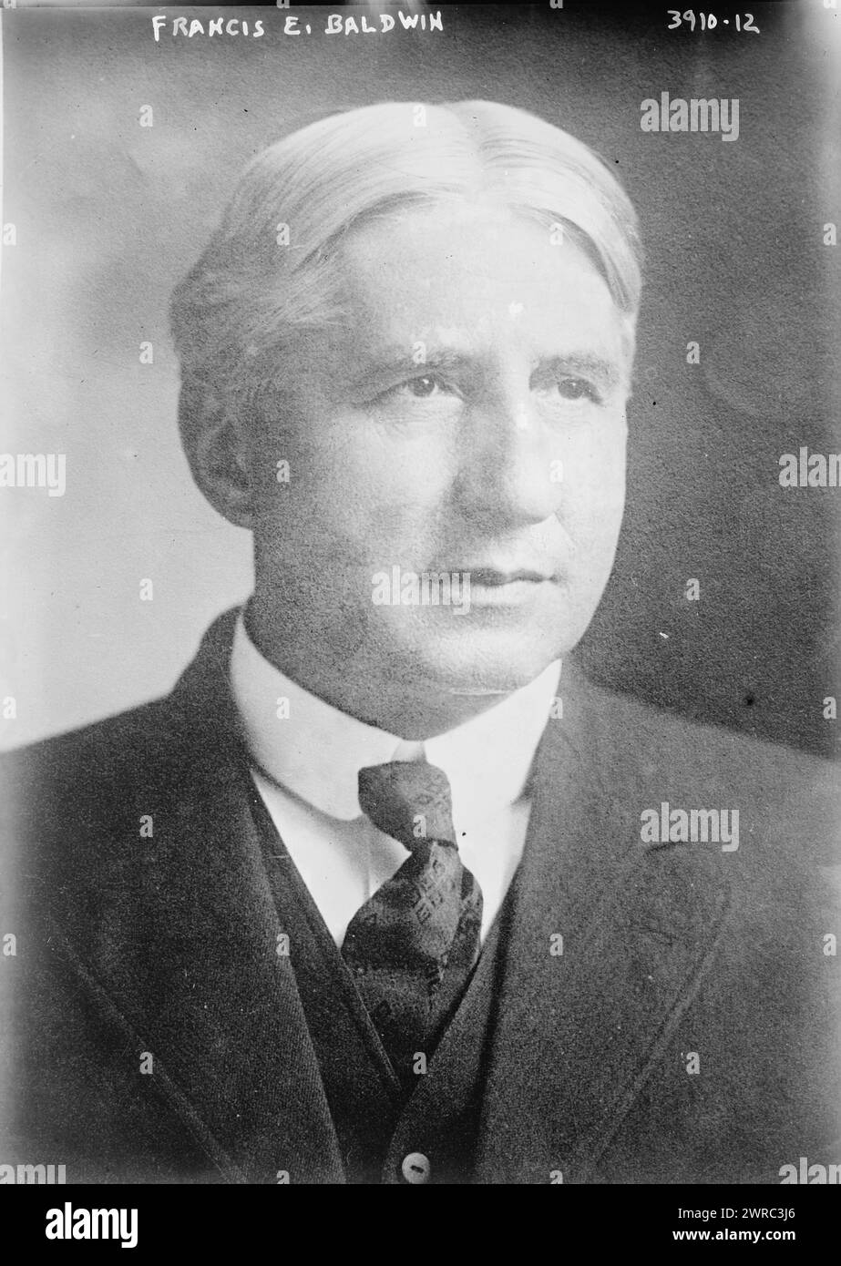 Francis E. Baldwin, Photograph shows Francis E. Baldwin (1859-1930), a Prohibition candidate for president in 1916 from Elmira, New York., between ca. 1915 and ca. 1920, Glass negatives, 1 negative: glass Stock Photo