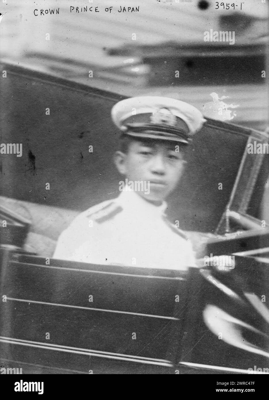 Crown Prince of Japan, Photograph shows Crown Prince Hirohito (1901-1989) who later became Emperor Showa of Japan (1901-1989) (Hirohito) who reigned from 1926-1989., ca. 1921, Glass negatives, 1 negative: glass Stock Photo