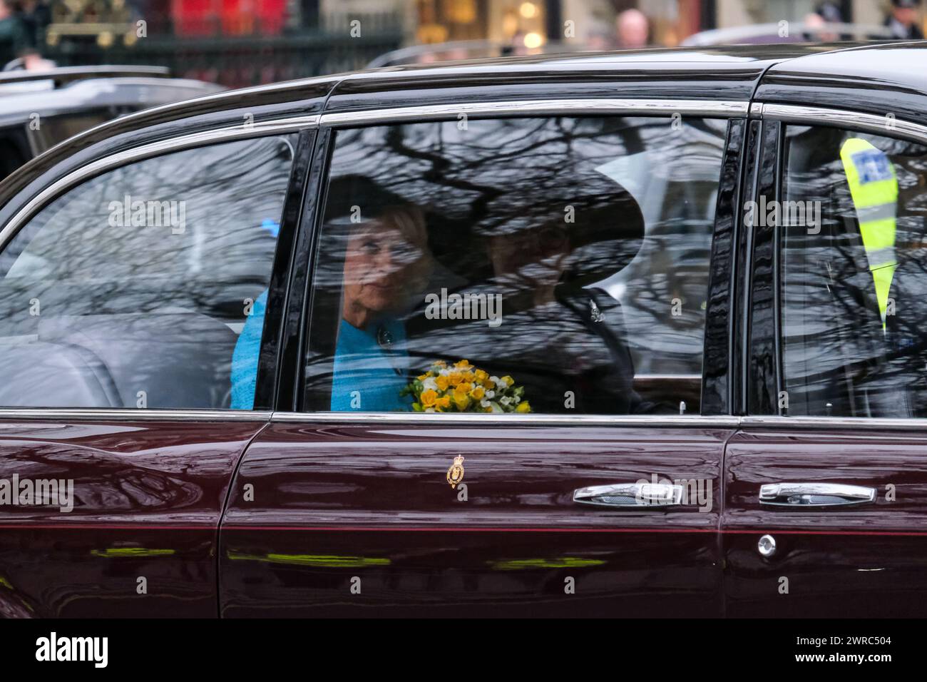 London, UK, 11th March, 2024. Her Majesty the Queen departs the Commonwealth Day service, celebrated each year since the 1970s at Westminster Abbey.  This year marks the 75th annversary of the Commonwealth's establishment. Credit: Eleventh Hour Photography/Alamy Live News Stock Photo