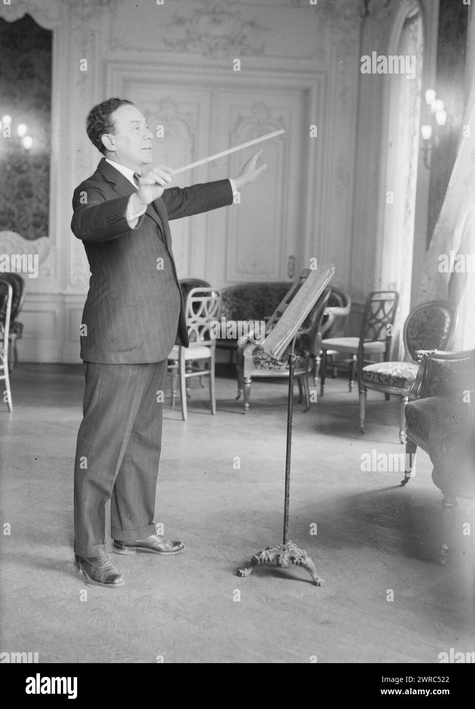 Jos. Knecht, Photograph shows Joseph Knecht, conductor of the Waldorf-Astoria Orchestra., between ca. 1915 and ca. 1920, Glass negatives, 1 negative: glass Stock Photo