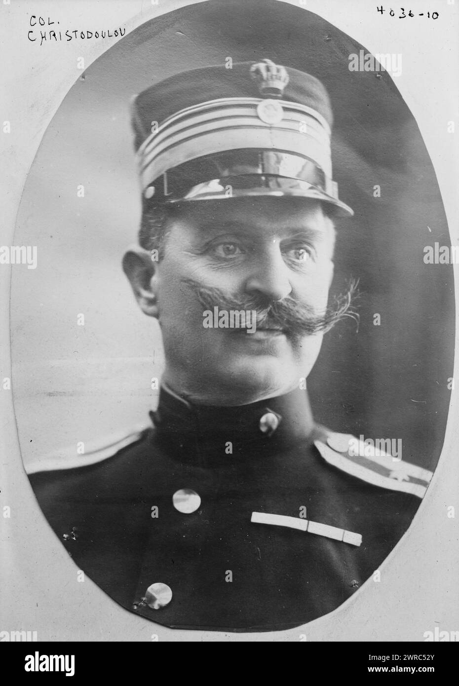 Col. Christodoulou, Photograph shows Nikolaos Christodoulou (b. 1863), a Greek Army officer who served in the Balkan wars and World War I., between ca. 1915 and ca. 1920, Glass negatives, 1 negative: glass Stock Photo