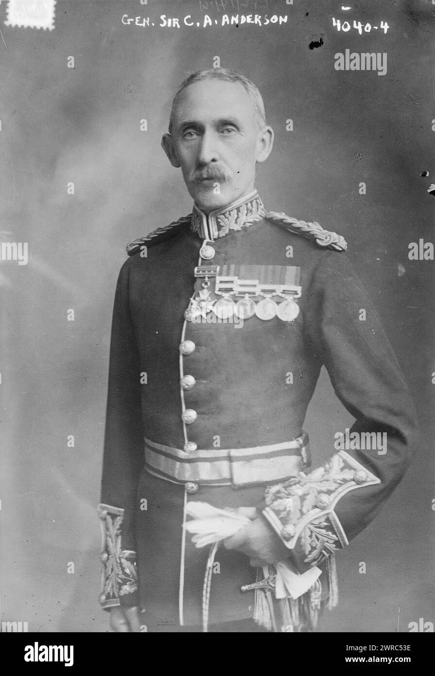 Gen. Sir C.A. Anderson, Photograph shows Lieutenant General Sir Charles Alexander Anderson, (1857-1940), Commander of British Troops in South China., 1916 Dec. 12, Glass negatives, 1 negative: glass Stock Photo