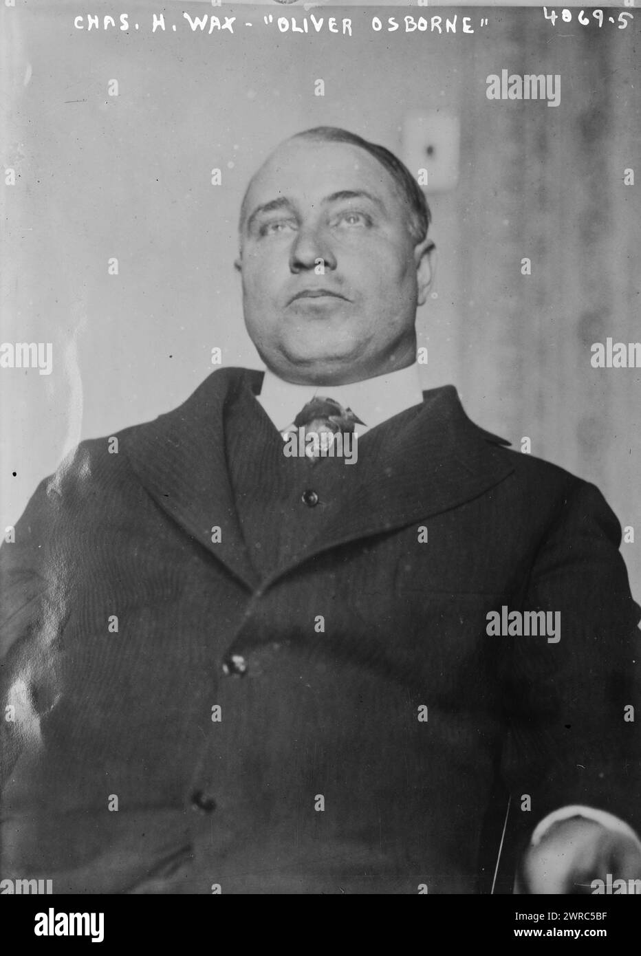 Chas. H. Wax, 'Oliver Osborne', Photograph shows Charles H. Wax, alias Oliver Osborne who was under investigation for swindling women. Photograph taken at the Federal Court Building in New York City, Dec. 6, 1916., 1916 Dec. 6, Glass negatives, 1 negative: glass Stock Photo