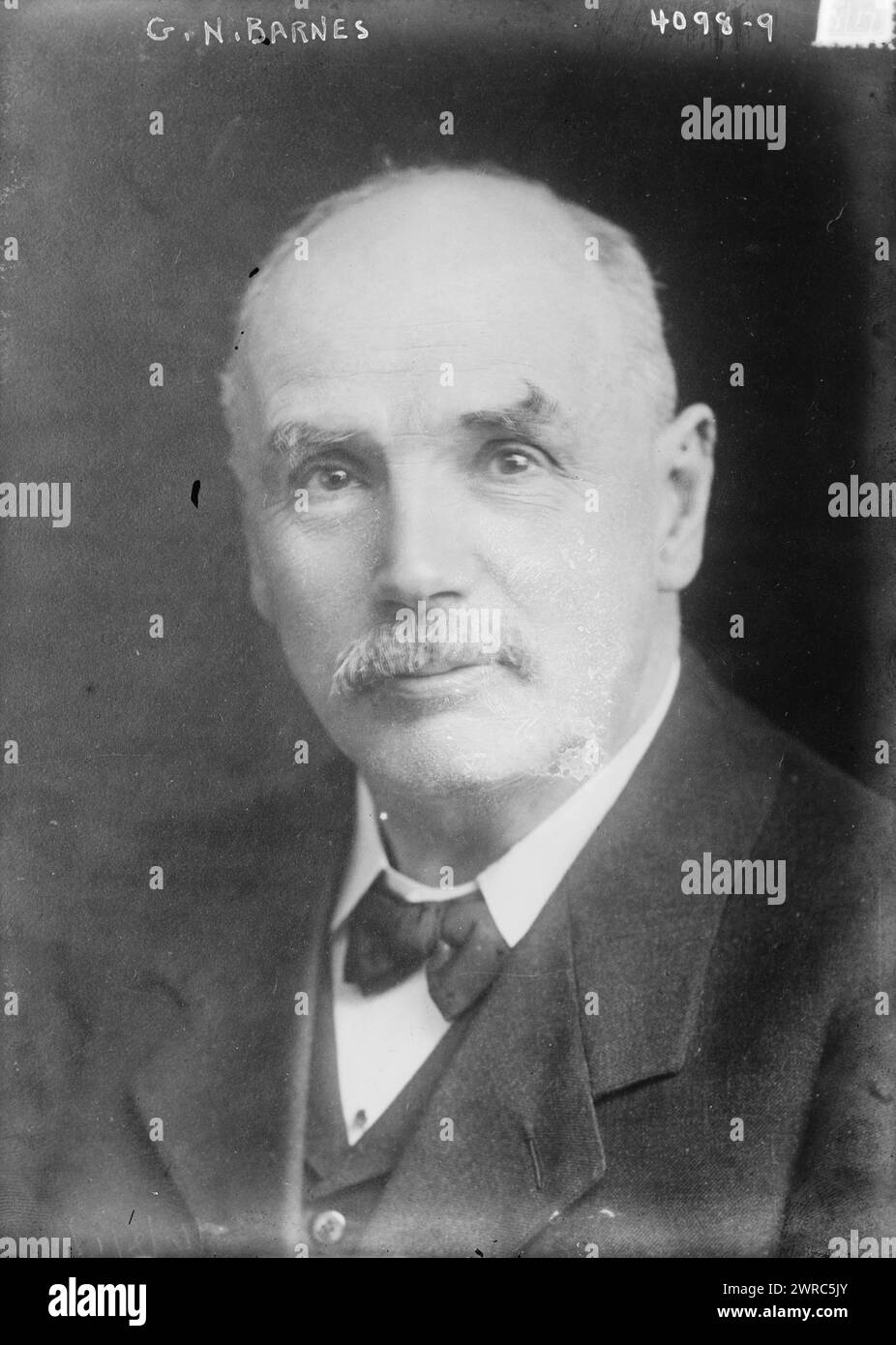 G.N. Barnes, Photograph shows Scottish Labour Party politician George Nicoll Barnes (1859-1940), who served as Minister of Pensions (1916-1917)., 1917, Glass negatives, 1 negative: glass Stock Photo