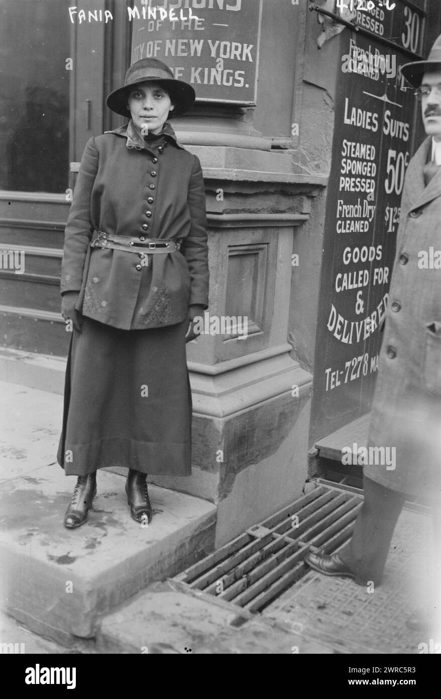 Fania Mindell, Photograph shows Fania Mindell who worked with Margaret Sanger and Ethel Byrne at the first birth control clinic on Amboy Street in Brooklyn. Mindell was accused of distributing a book entitled 'What Every Girl Should Know.', 1917 Jan. 30?, Glass negatives, 1 negative: glass Stock Photo