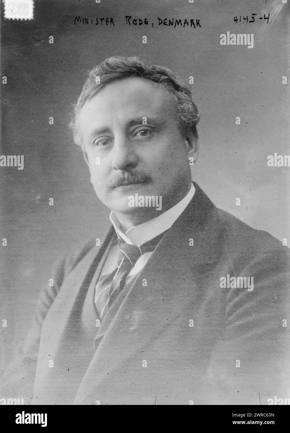 Minister Rode, Denmark, Photograph shows Danish politician and newspaper editor Ove Rode (1867-1933)., 1917 March 3, Glass negatives, 1 negative: glass Stock Photo