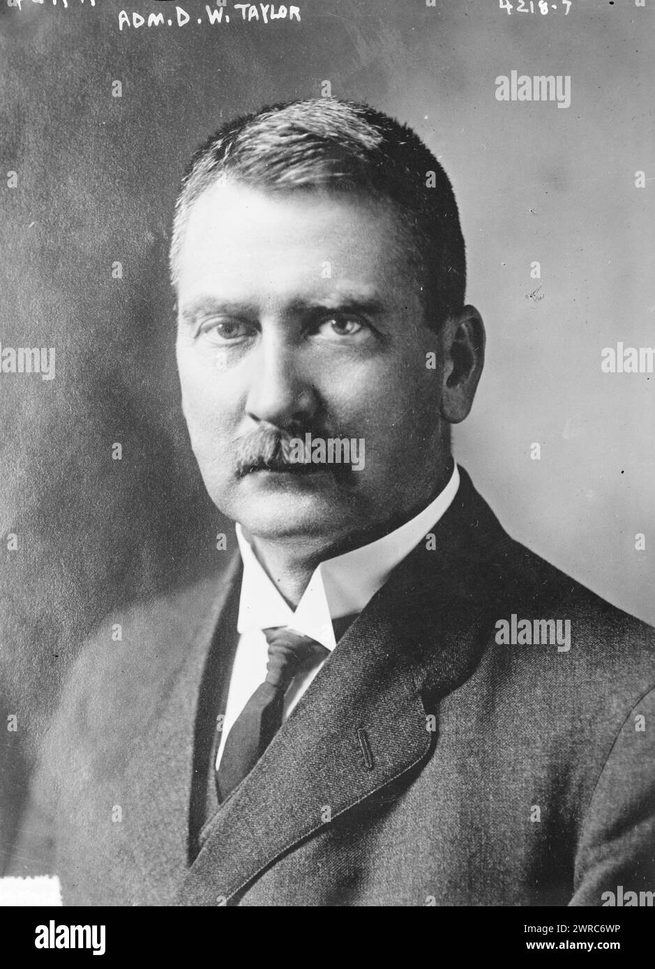 Adm. D.W. Taylor, Photograph shows Rear Admiral David Watson Taylor, USN (1864-1940), a naval architect and engineer., 1917 March 4, Glass negatives, 1 negative: glass Stock Photo
