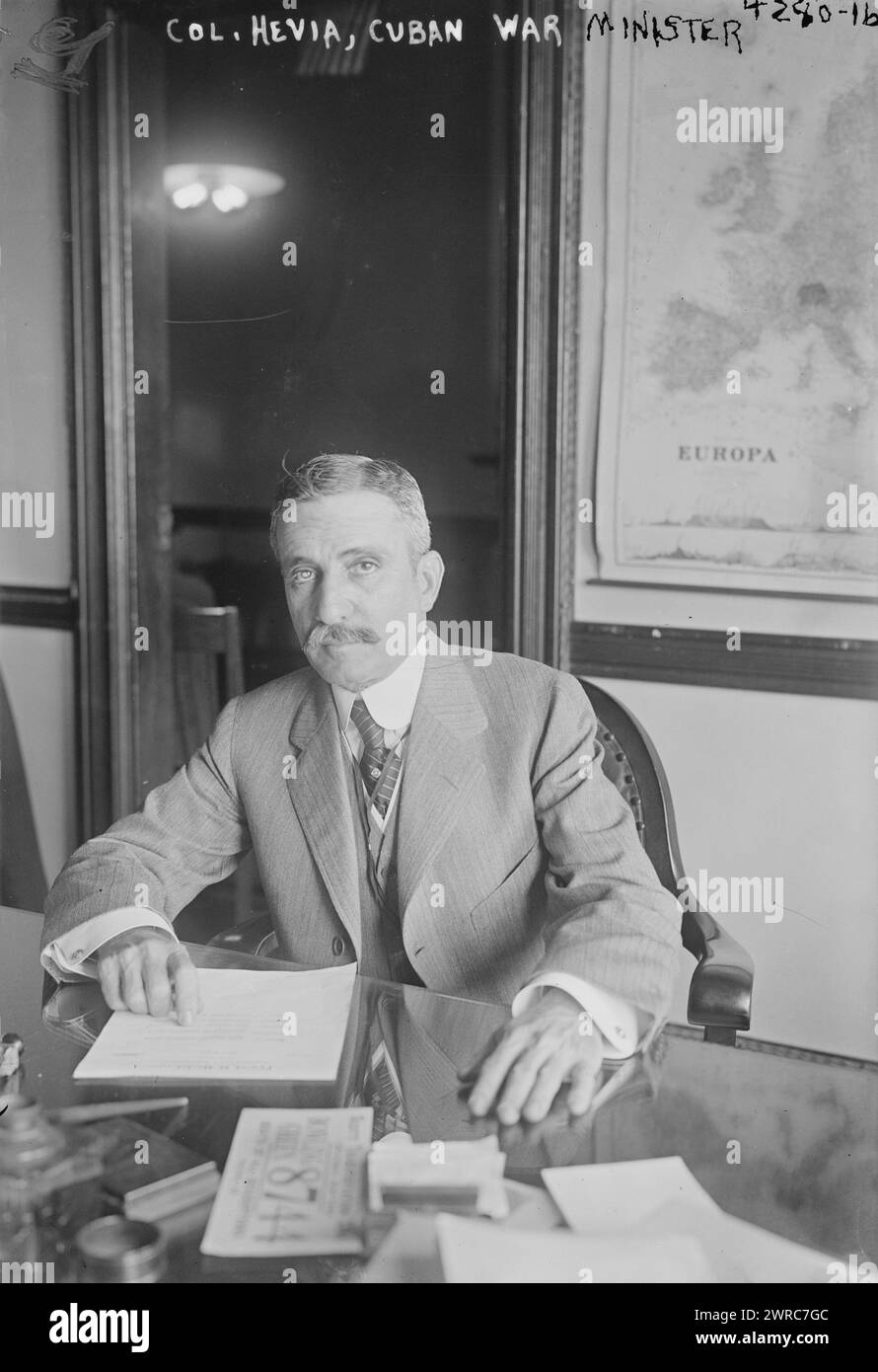 Col. Hevia, Cuban War Minister, Photograph shows Aurelio Hevia (1866-1945), Minister of War of Cuba, during a visit to the United States., between ca. 1915 and 1917, Glass negatives, 1 negative: glass Stock Photo