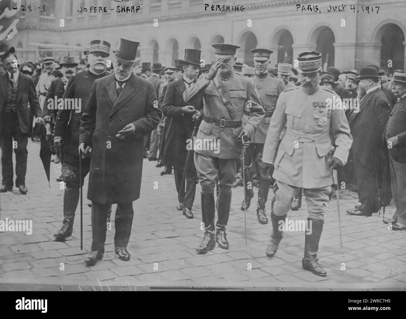 Joffre, Sharp, Pershing, Paris, July 4, 1917, Photograph shows French