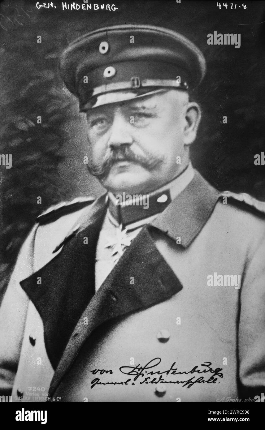 Gen. Hindenburg, Photograph shows Paul von Hindenburg (1847-1934)., between ca. 1915 and ca. 1920, Glass negatives, 1 negative: glass Stock Photo