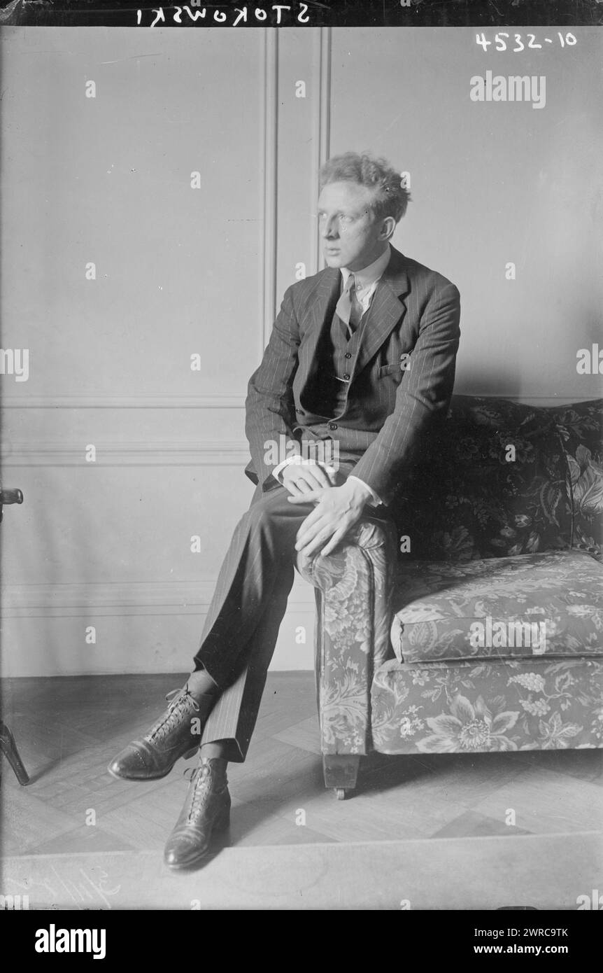 Stokowski, Photograph shows British conductor Leopold Anthony Stokowski (1882-1977)., 1918 March 28, Glass negatives, 1 negative: glass Stock Photo