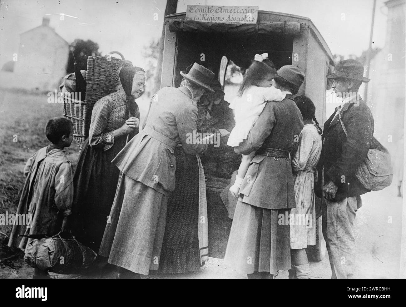 Caring for Refugees, Photograph shows the World War I relief efforts of the 'Comité Americain pour les Régions Dévastées de France' (American Committee for Devastated France)., between 1919 and 1924, World War, 1914-1918, Glass negatives, 1 negative: glass Stock Photo