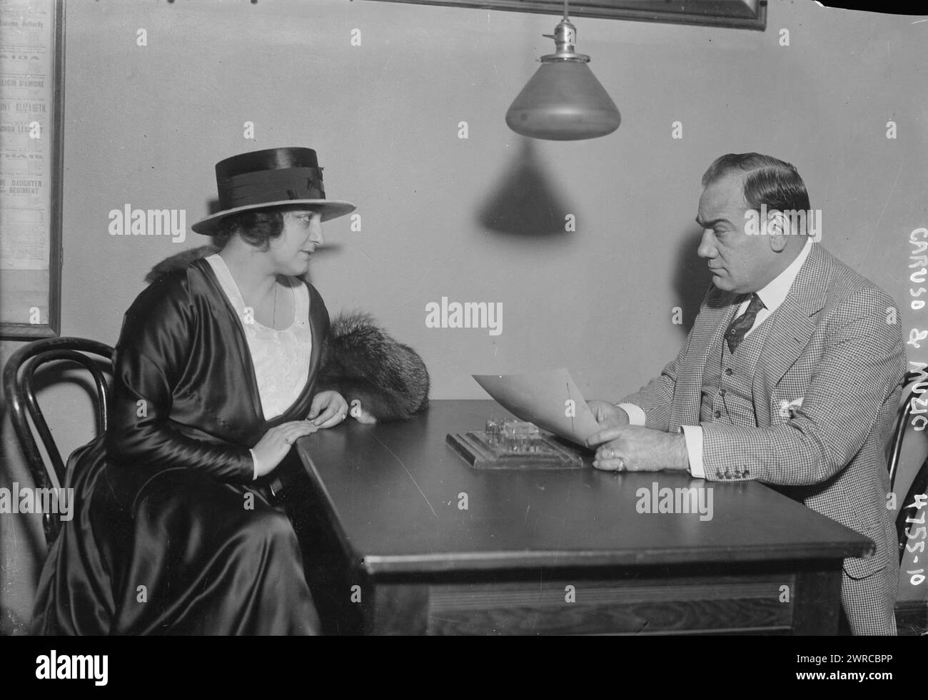 Caruso & Muzio, Photograph shows tenor opera singer Enrico Caruso (1873-1921) with Italian opera singer Claudia Muzio (1889-1936)., between ca. 1915 and ca. 1920, Glass negatives, 1 negative: glass Stock Photo