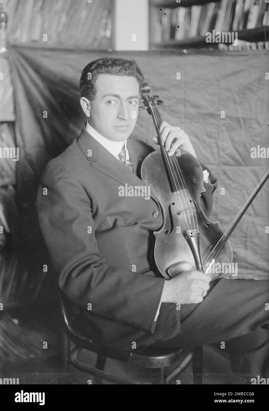 Sam'l Lifohey, Photograph shows Samuel Lifschey (1889-1961) who was a viola player., between ca. 1915 and ca. 1920, Glass negatives, 1 negative: glass Stock Photo