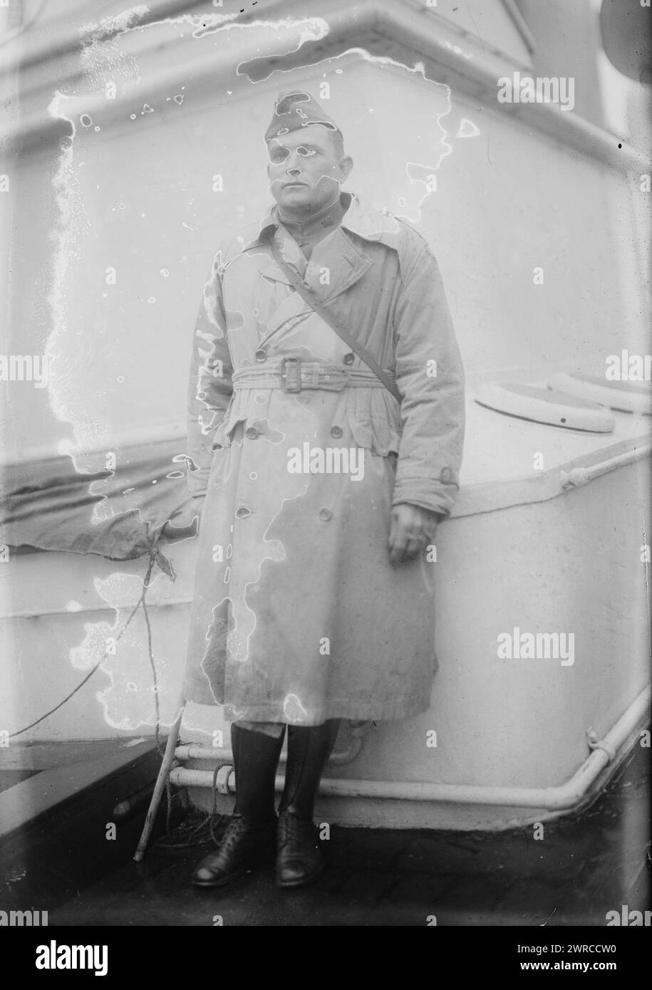 Chaplain J.K. Oheeron, Photograph shows John Kinney O'Heeron (1883-1939), chaplain of the 332d Infantry, 83d Division during World War I., between ca. 1915 and ca. 1920, Glass negatives, 1 negative: glass Stock Photo