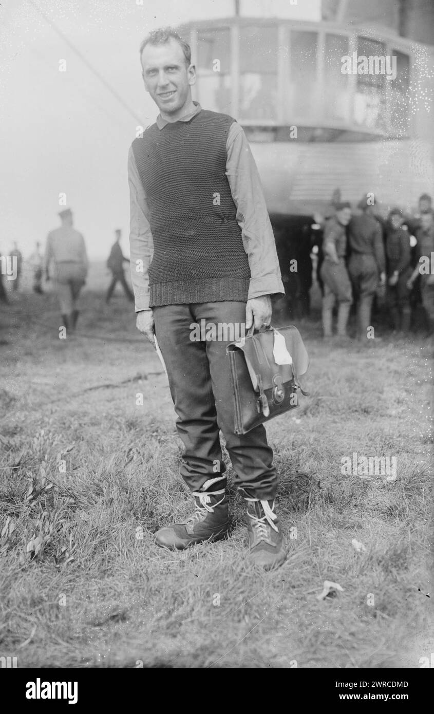 Lt. Com. Z. Lansdowne, Photograph shows Lieutenant Commander Zachary Lansdowne, USN, American observer on the first trans-Atlantic flight of the British airship R34., between ca. 1915 and ca. 1920, Glass negatives, 1 negative: glass Stock Photo