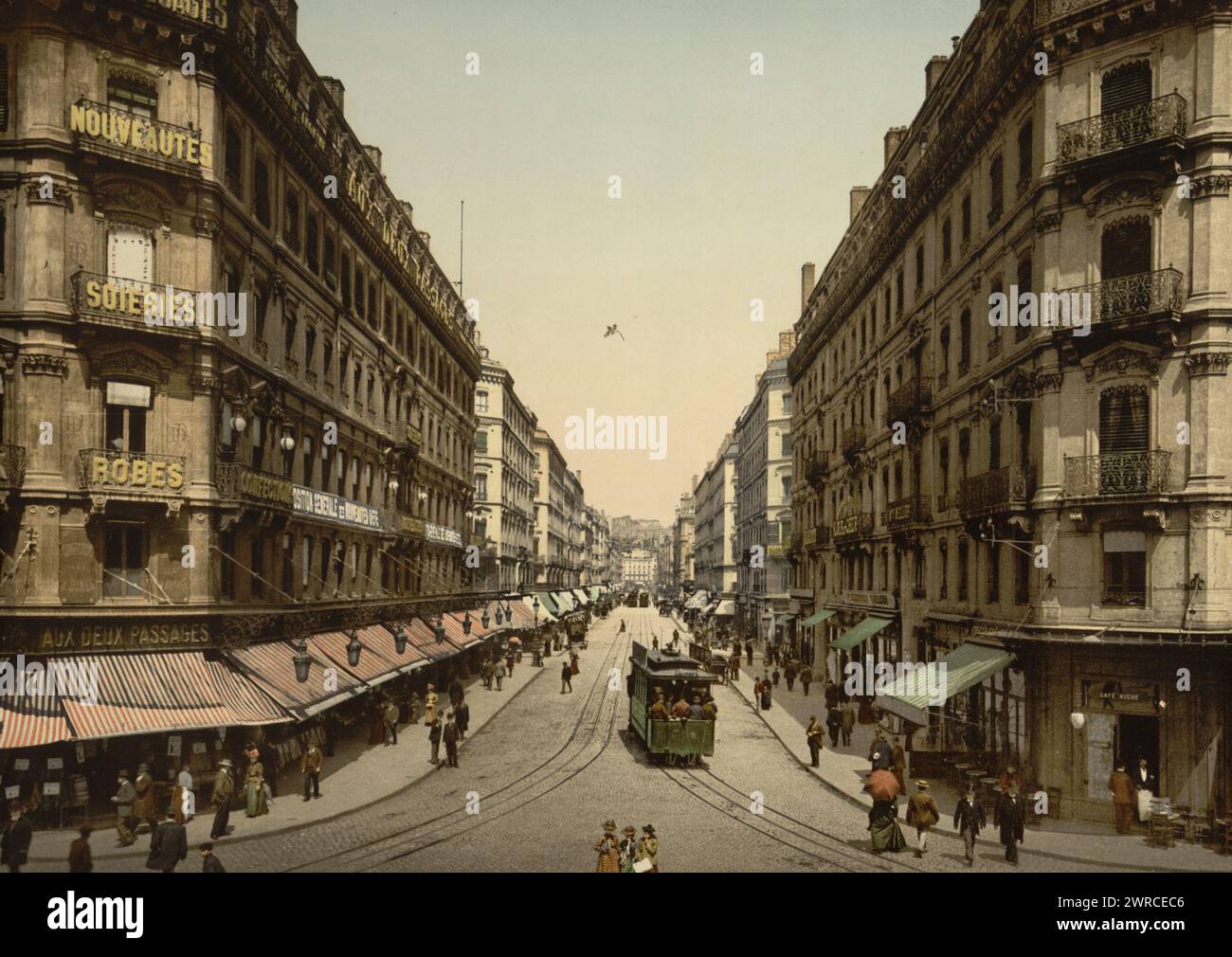 Rue de la Republic, Lyons, France, between ca. 1890 and ca. 1900., Color, 1890-1900 Stock Photo