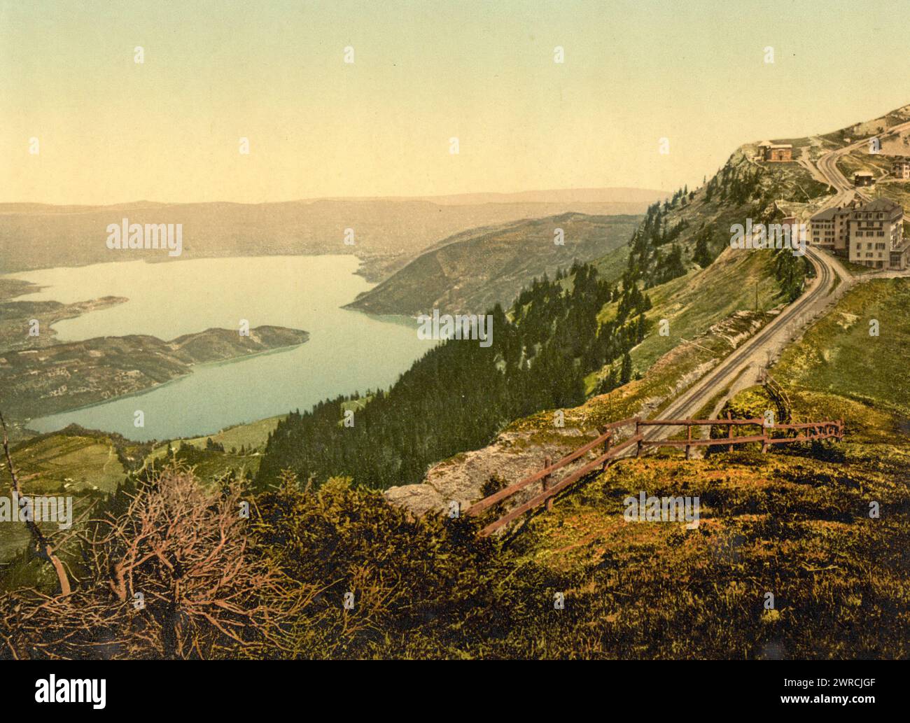 Staffel and Zug Lake, Rigi, Switzerland, between ca. 1890 and ca. 1900., Color, 1890-1900 Stock Photo