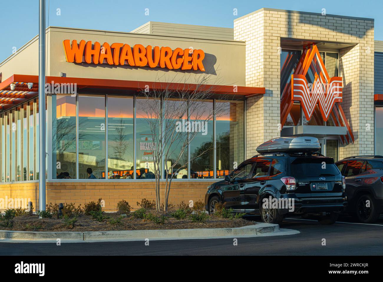 New Whataburger fast food restaurant at sunset in Snellville, Georgia. (USA) Stock Photo