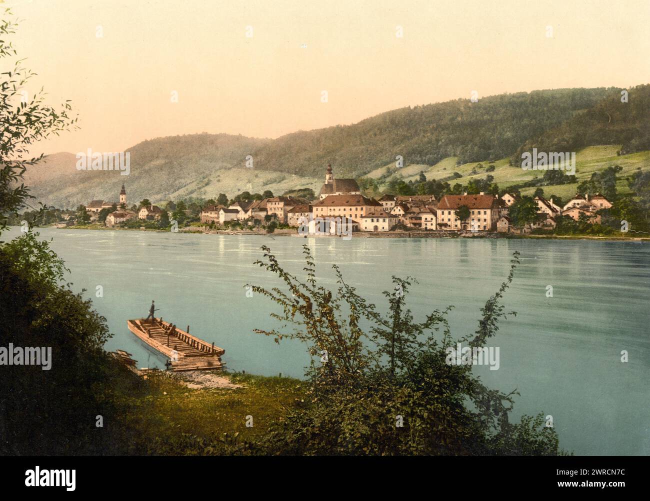 Engelhartzell (i.e., Engelhartszell), Upper Austria, Austro-Hungary, between ca. 1890 and ca. 1900., Color, 1890-1900 Stock Photo