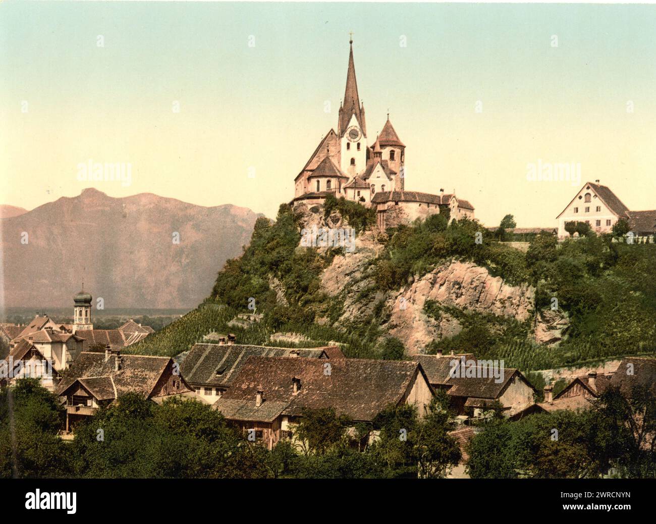 Vorarlberg Rankweil and Hohenkasten, Tyrol, Austro-Hungary, between ca. 1890 and ca. 1900., Color, 1890-1900 Stock Photo