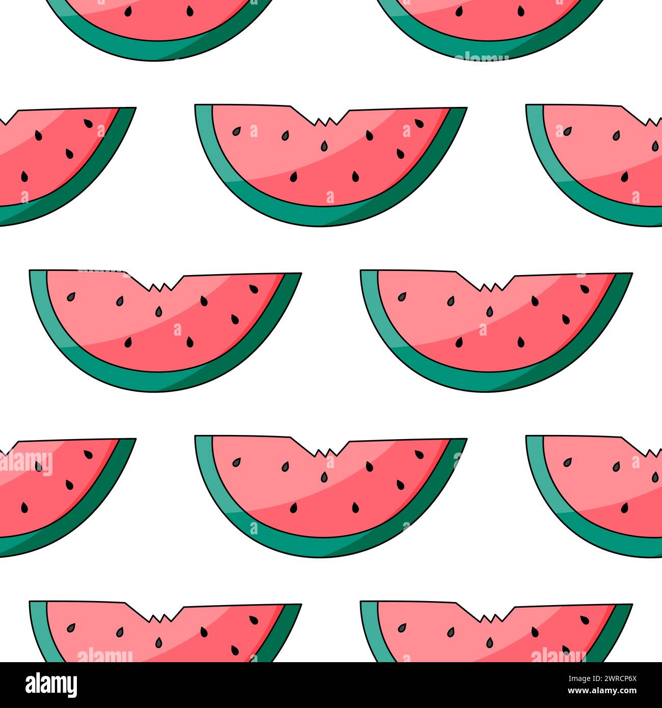 Watermelon pieces with seeds. Pulp bite. Summer seamless pattern ...