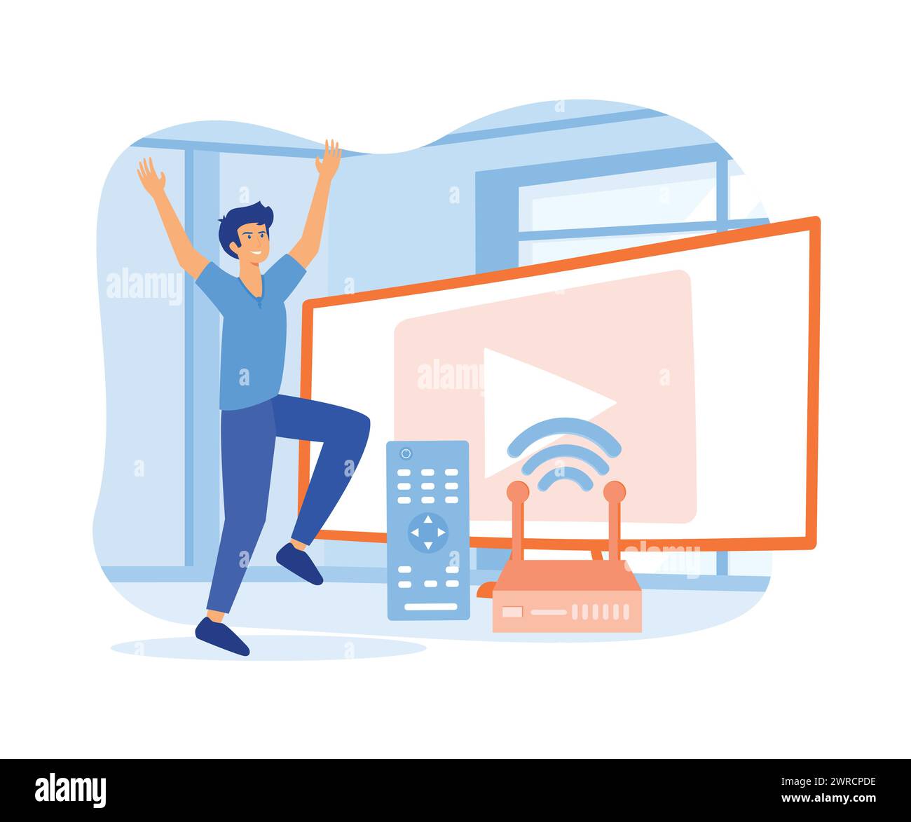 Modern television technology metaphor set, Smart TV Technology. flat vector modern illustration Stock Vector